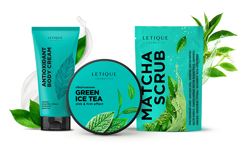 Letique GREEN TEA SET, 250 г + 200 мл + 200 мл